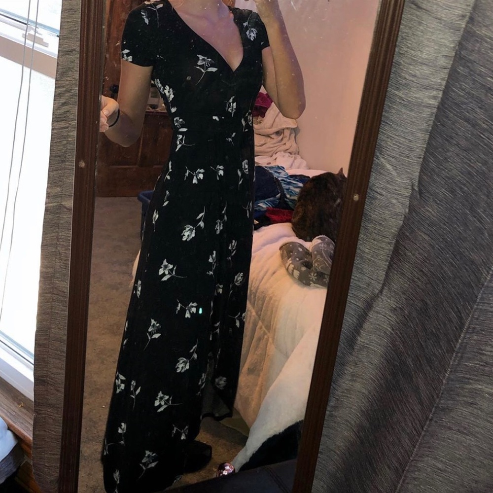 black slit dress